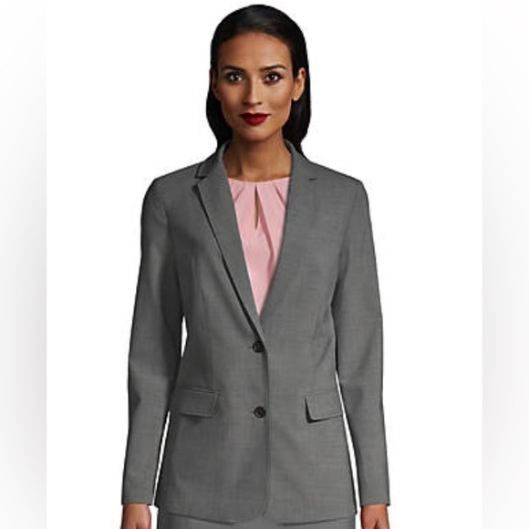 NWT WASHABLE WOOL BLEND TWO BUTTOM TRADITIONAL BLAZER BY LANDS END ❤️FULLY LINED - Picture 12 of 12